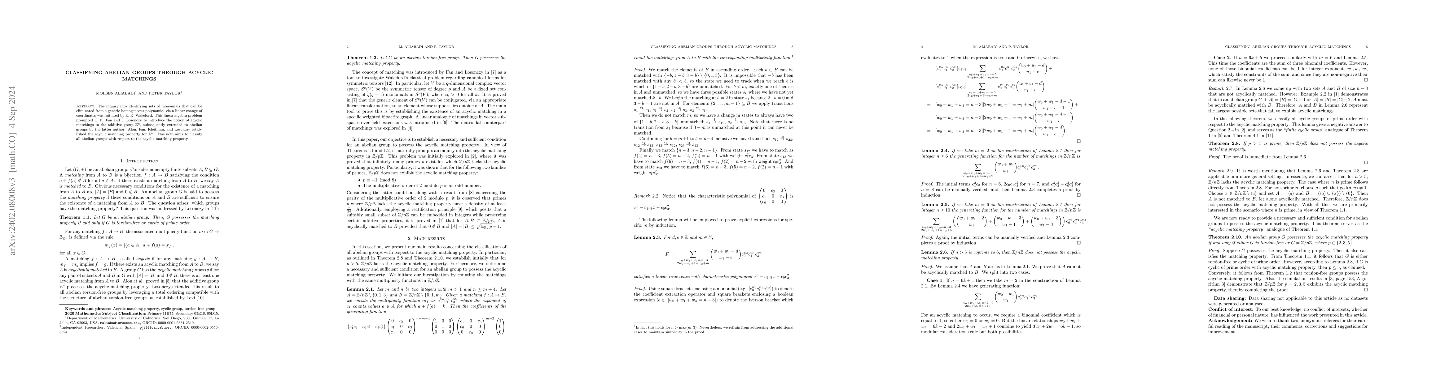 Thumbnail for Classifying abelian groups through acyclic matchings