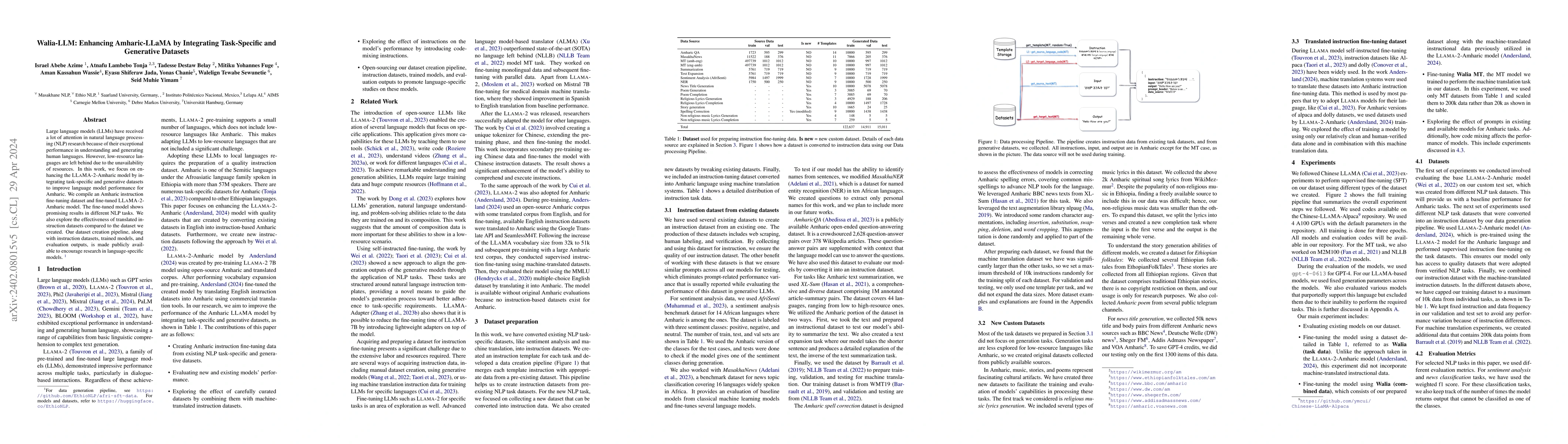 Thumbnail for Walia-LLM: Enhancing Amharic-LLaMA by Integrating Task-Specific and
  Generative Datasets