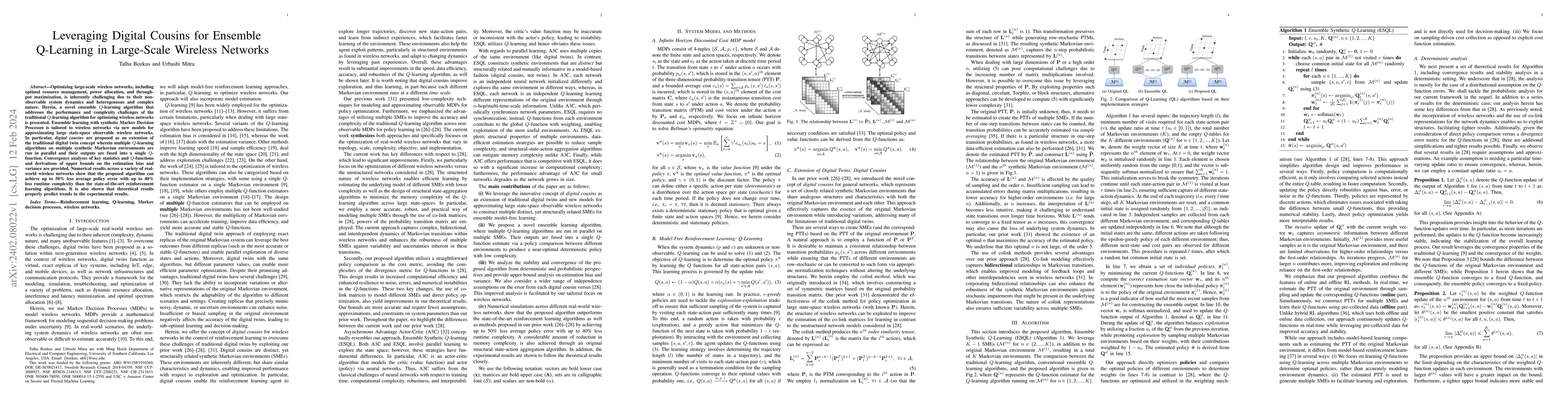 Thumbnail for Leveraging Digital Cousins for Ensemble Q-Learning in Large-Scale
  Wireless Networks