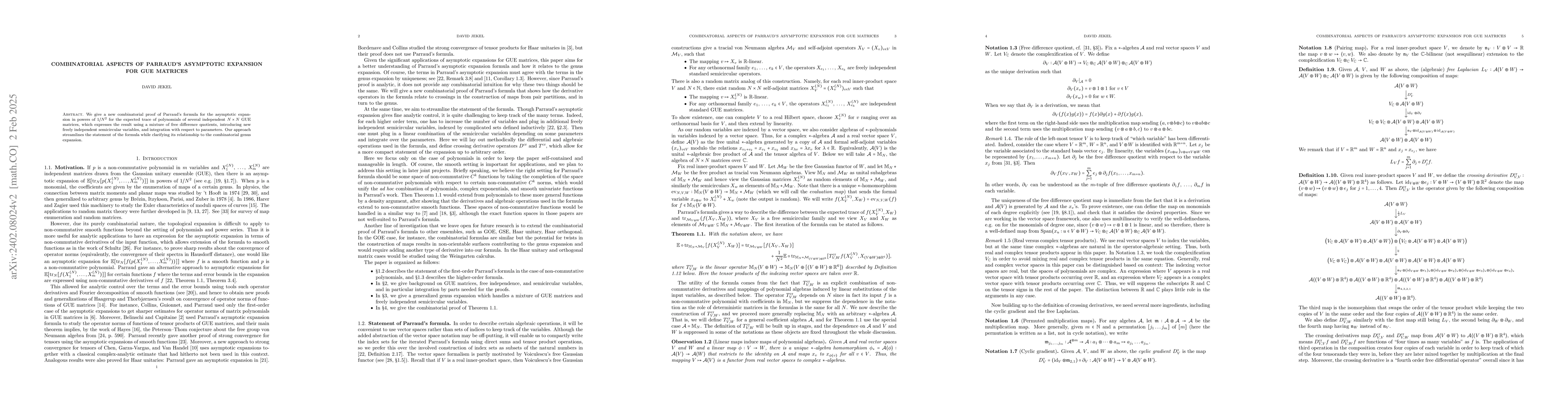 Thumbnail for Combinatorial aspects of Parraud's asymptotic expansion for GUE matrices