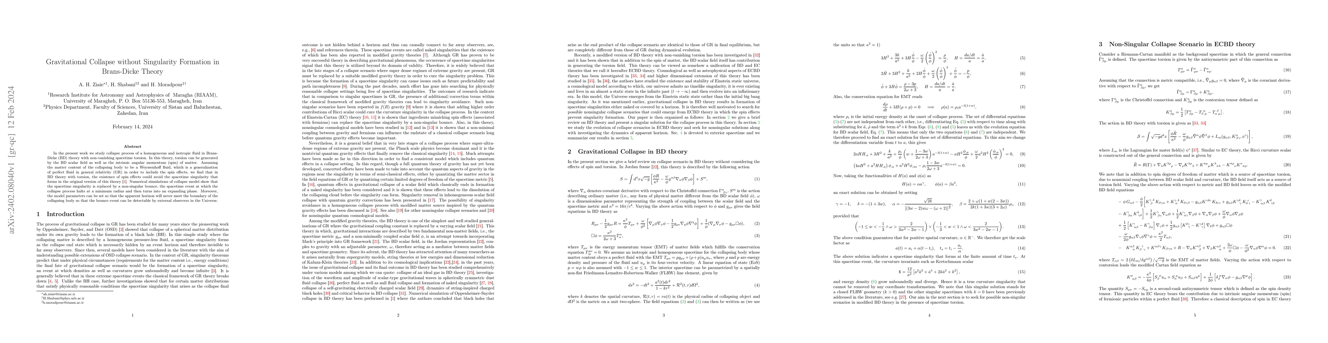 Thumbnail for Gravitational Collapse without Singularity Formation in Brans-Dicke
  Theory