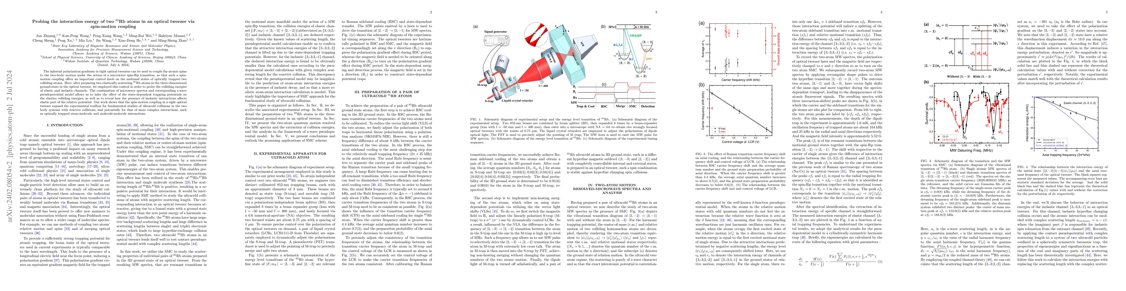 Thumbnail for Probing the interaction energy of two $^{85}$Rb atoms in an optical
  tweezer via spin-motion coupling