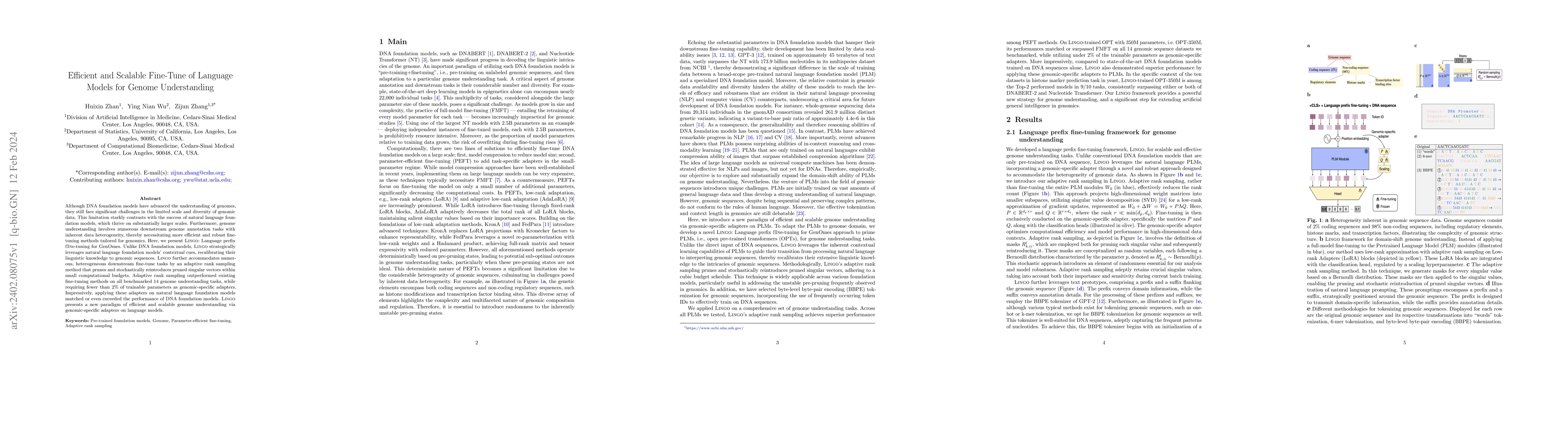 Thumbnail for Efficient and Scalable Fine-Tune of Language Models for Genome
  Understanding