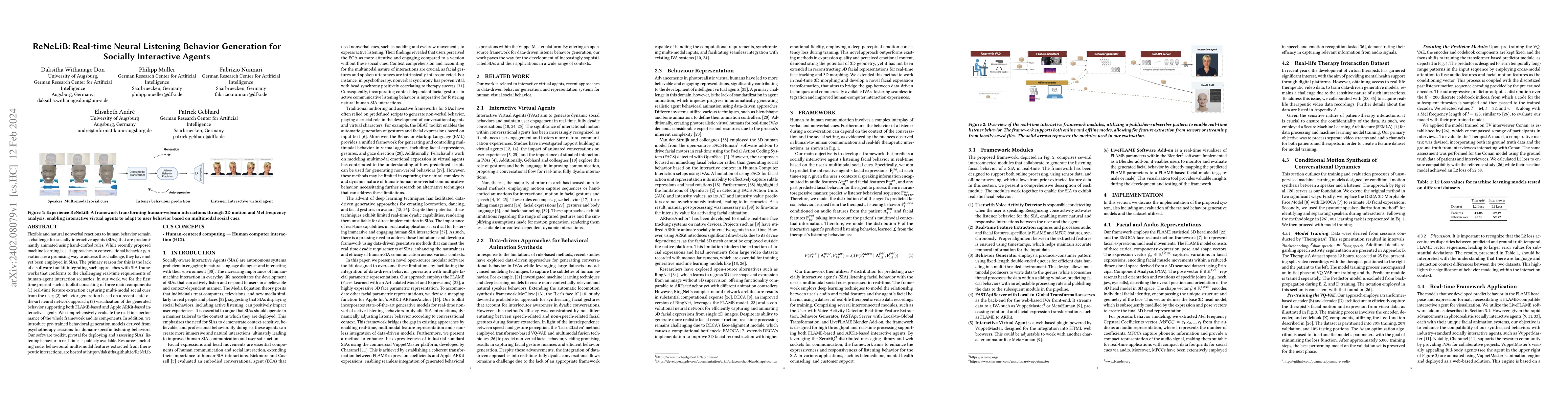 Thumbnail for ReNeLiB: Real-time Neural Listening Behavior Generation for Socially
  Interactive Agents