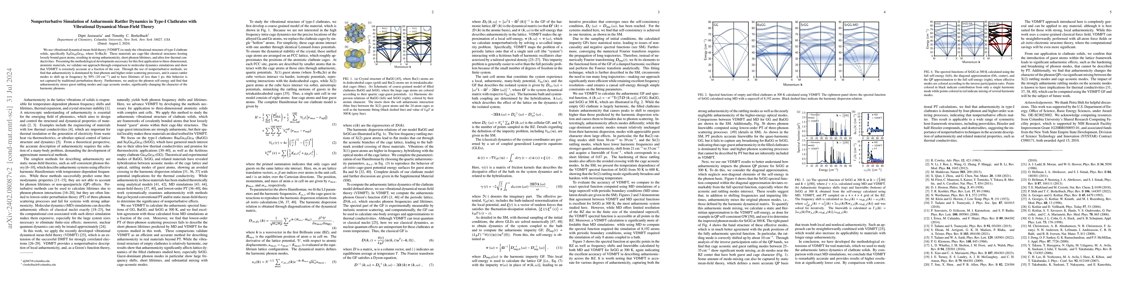 Thumbnail for Nonperturbative Simulation of Anharmonic Rattler Dynamics in Type-I
  Clathrates with Vibrational Dynamical Mean-Field Theory
