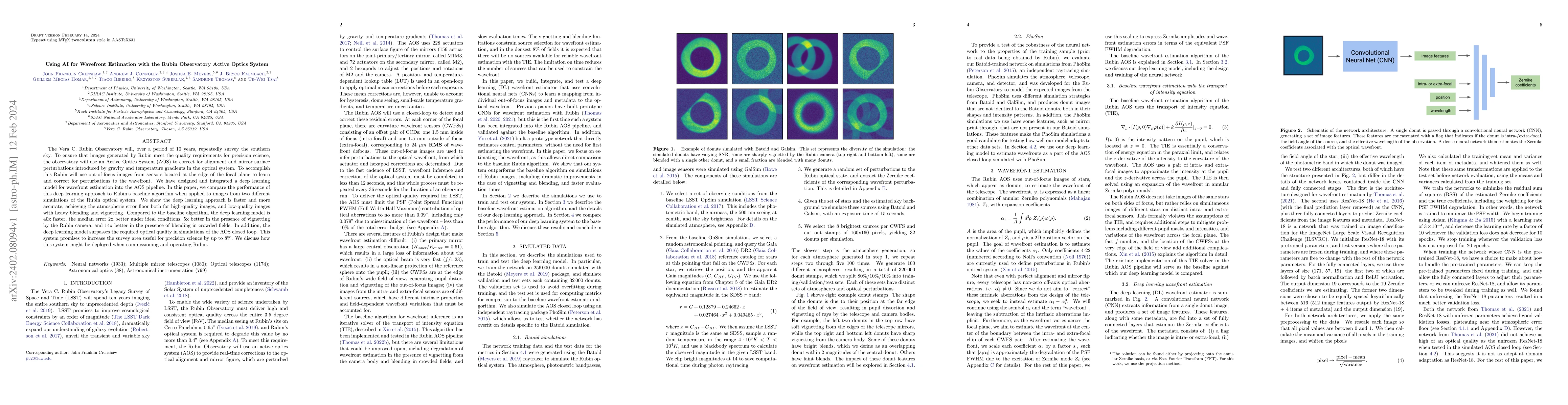 Thumbnail for Using AI for Wavefront Estimation with the Rubin Observatory Active
  Optics System