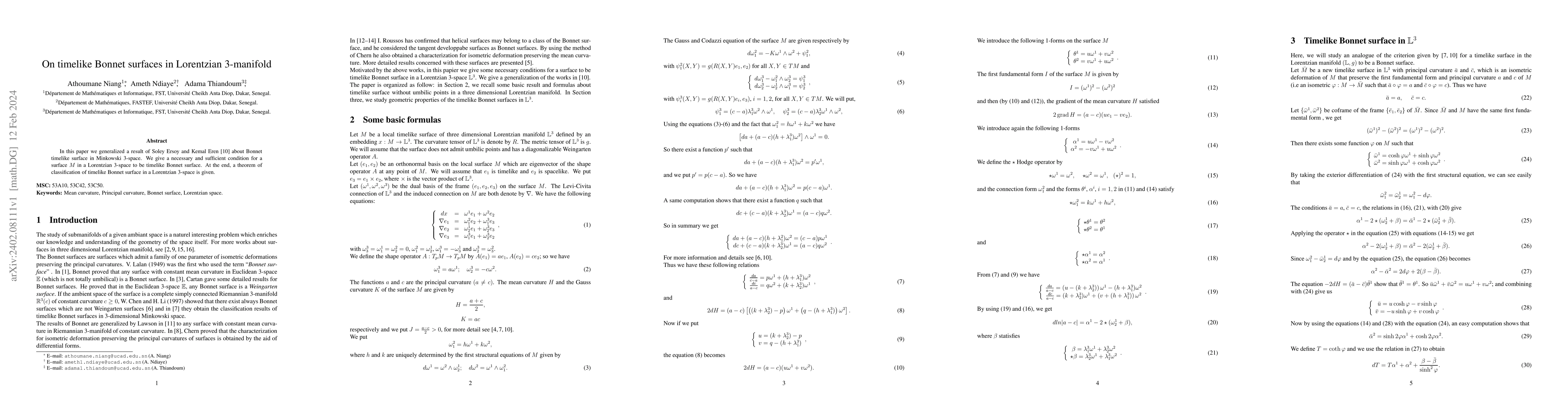 Thumbnail for On timelike Bonnet surfaces in Lorentzian 3-manifold