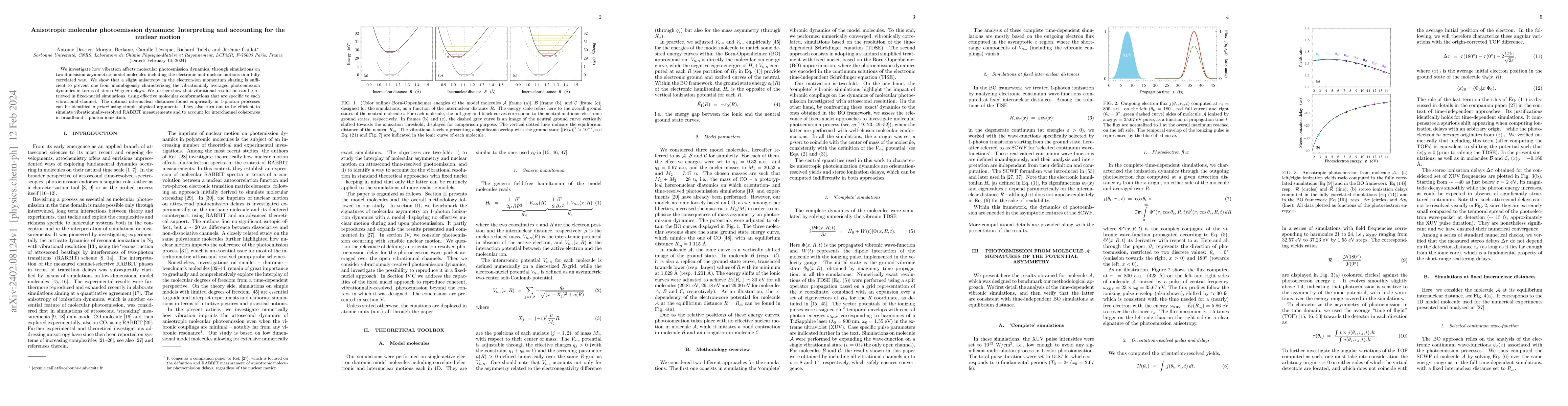 Thumbnail for Anisotropic molecular photoemission dynamics: Interpreting and
  accounting for the nuclear motion