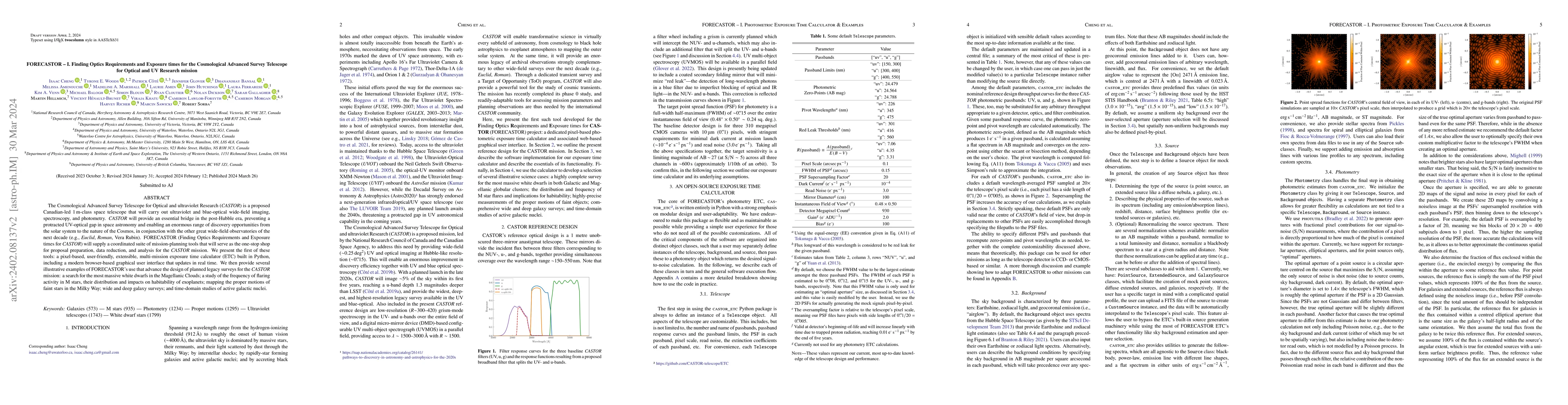 Thumbnail for FORECASTOR -- I. Finding Optics Requirements and Exposure times for the
  Cosmological Advanced Survey Telescope for Optical and UV Research mission
