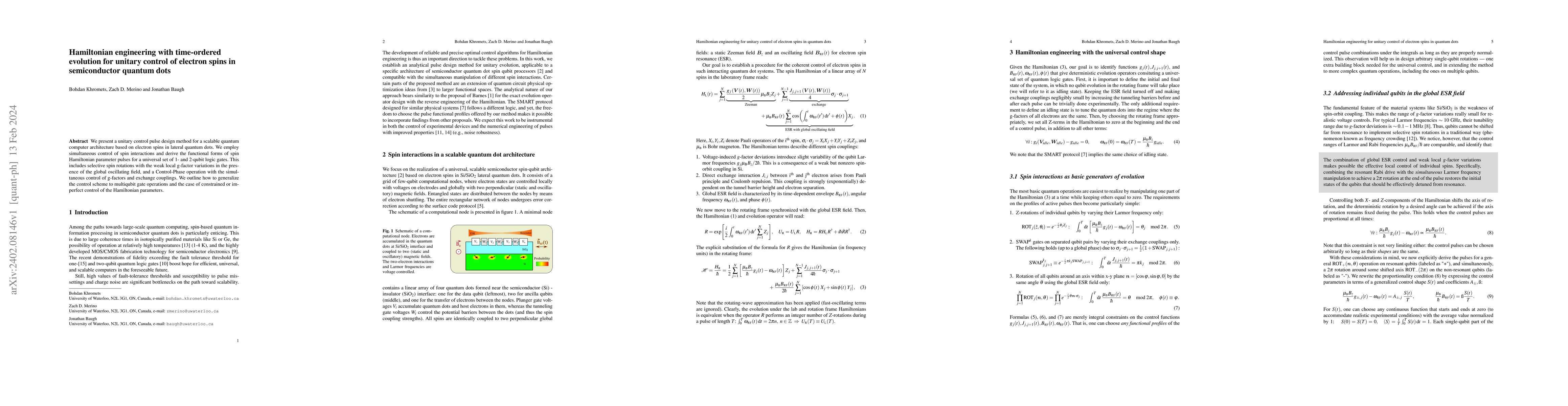 Thumbnail for Hamiltonian engineering with time-ordered evolution for unitary control
  of electron spins in semiconductor quantum dots