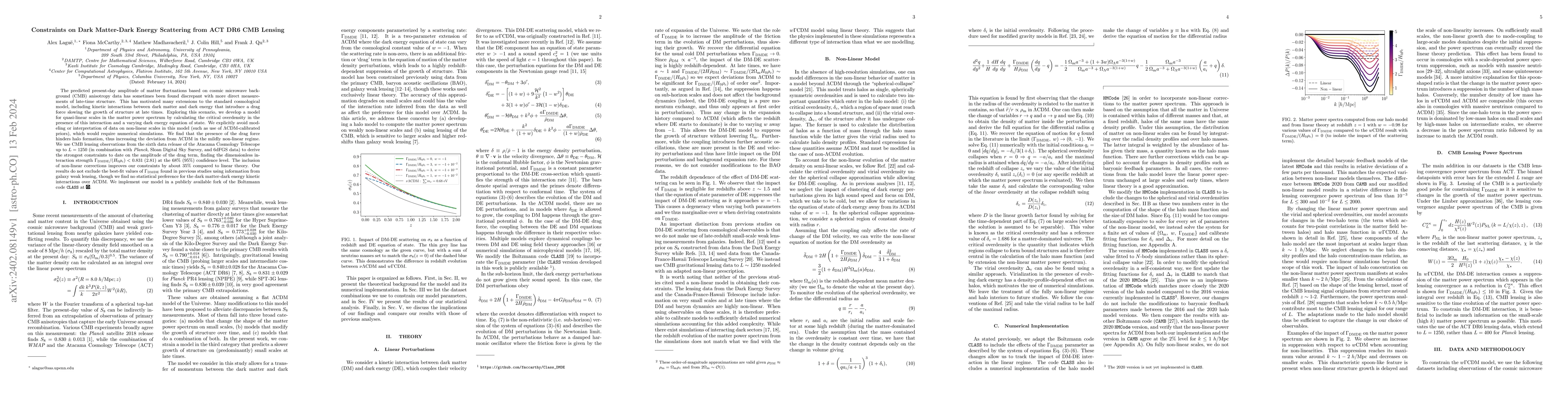 Thumbnail for Constraints on Dark Matter-Dark Energy Scattering from ACT DR6 CMB
  Lensing