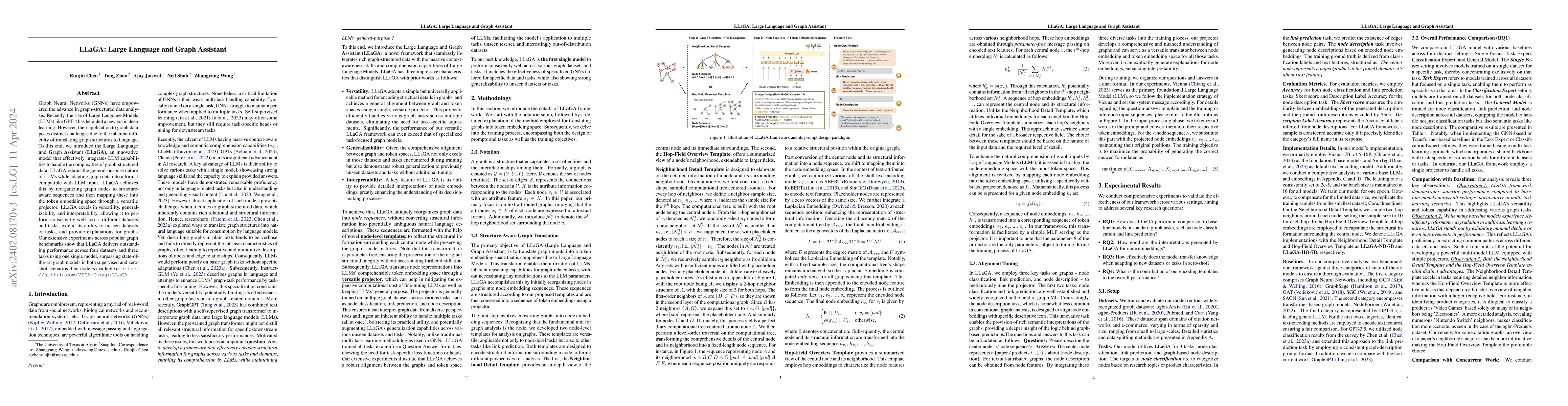 Thumbnail for LLaGA: Large Language and Graph Assistant