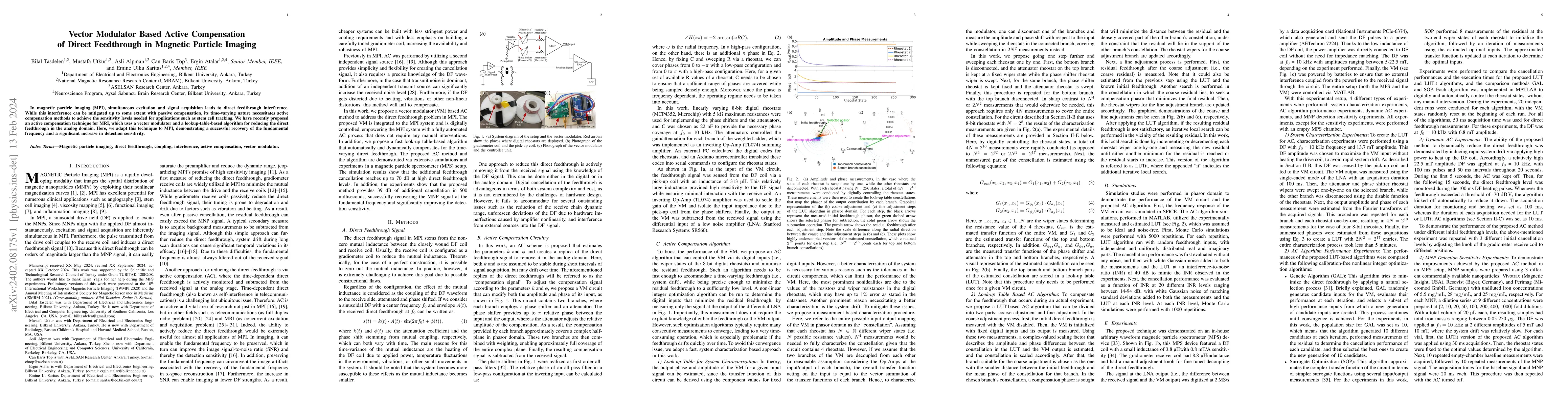 Thumbnail for Vector Modulator Based Active Compensation of Direct Feedthrough in
  Magnetic Particle Imaging