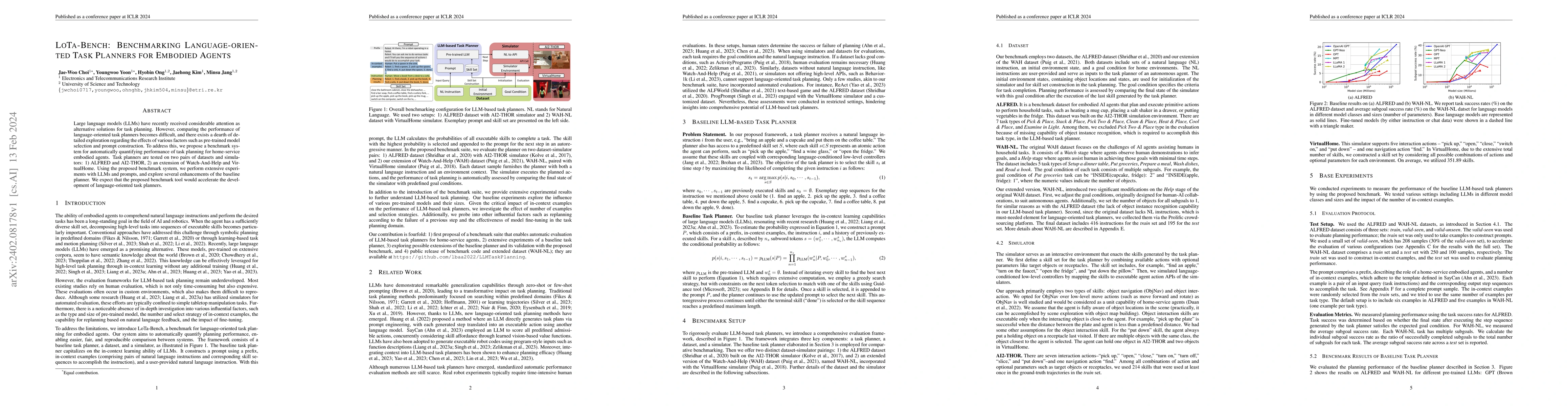 Thumbnail for LoTa-Bench: Benchmarking Language-oriented Task Planners for Embodied
  Agents