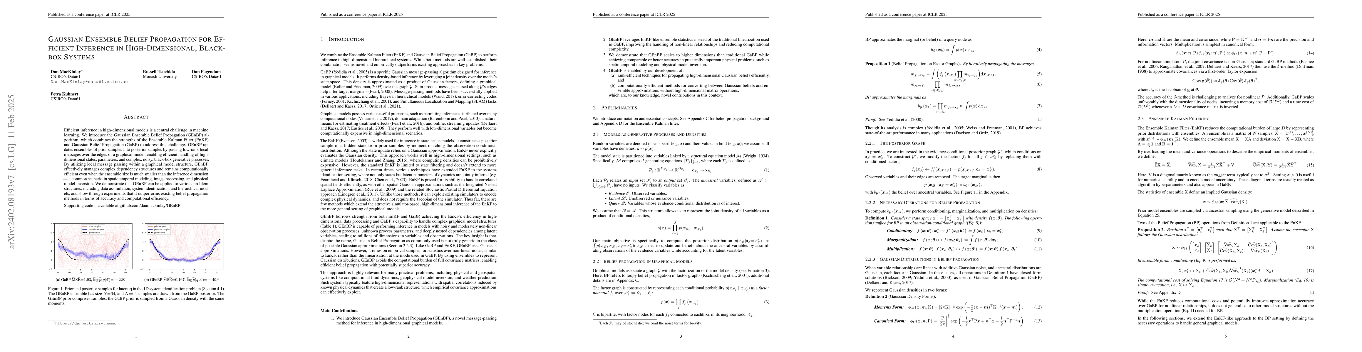 Thumbnail for Gaussian Ensemble Belief Propagation for Efficient Inference in
  High-Dimensional Systems