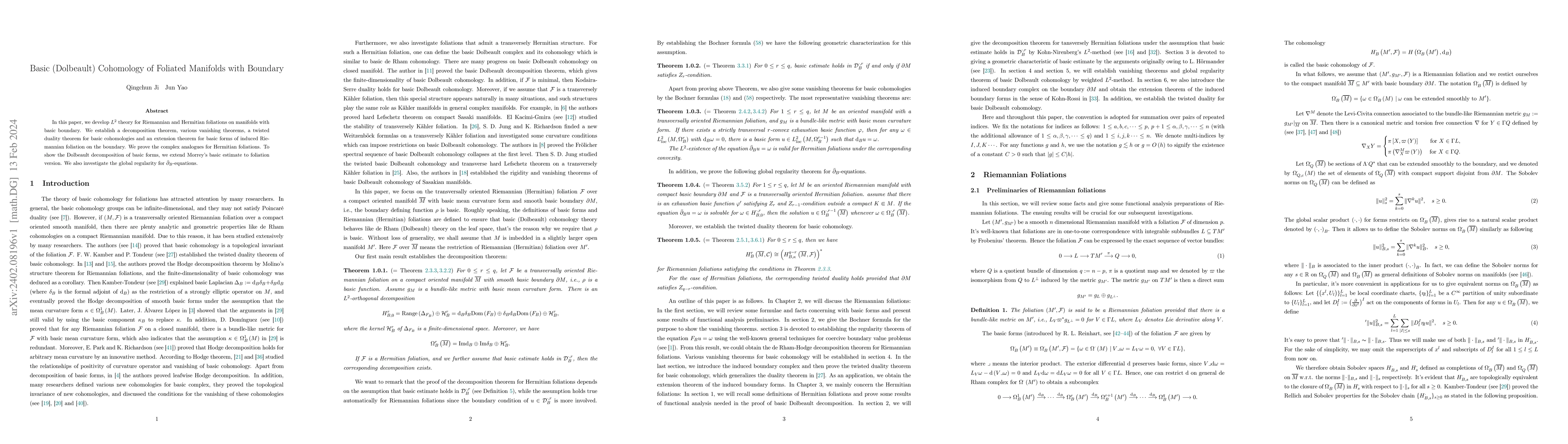 Thumbnail for Basic (Dolbeault) Cohomology of Foliated Manifolds with Boundary