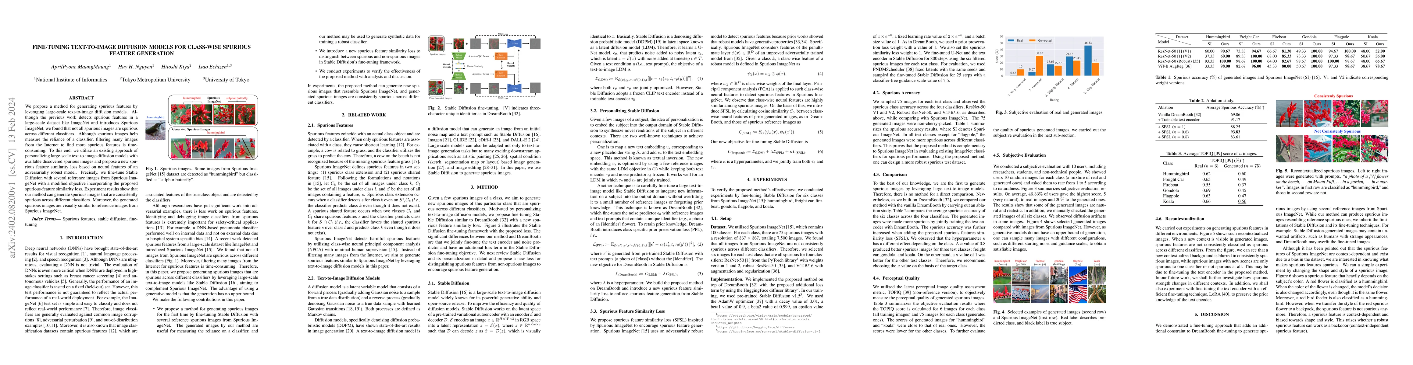 Thumbnail for Fine-Tuning Text-To-Image Diffusion Models for Class-Wise Spurious
  Feature Generation