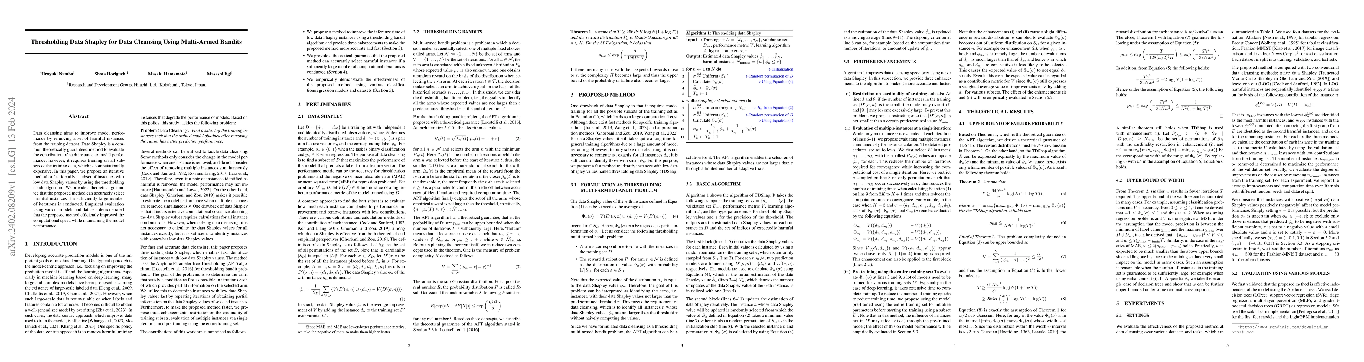 Thumbnail for Thresholding Data Shapley for Data Cleansing Using Multi-Armed Bandits
