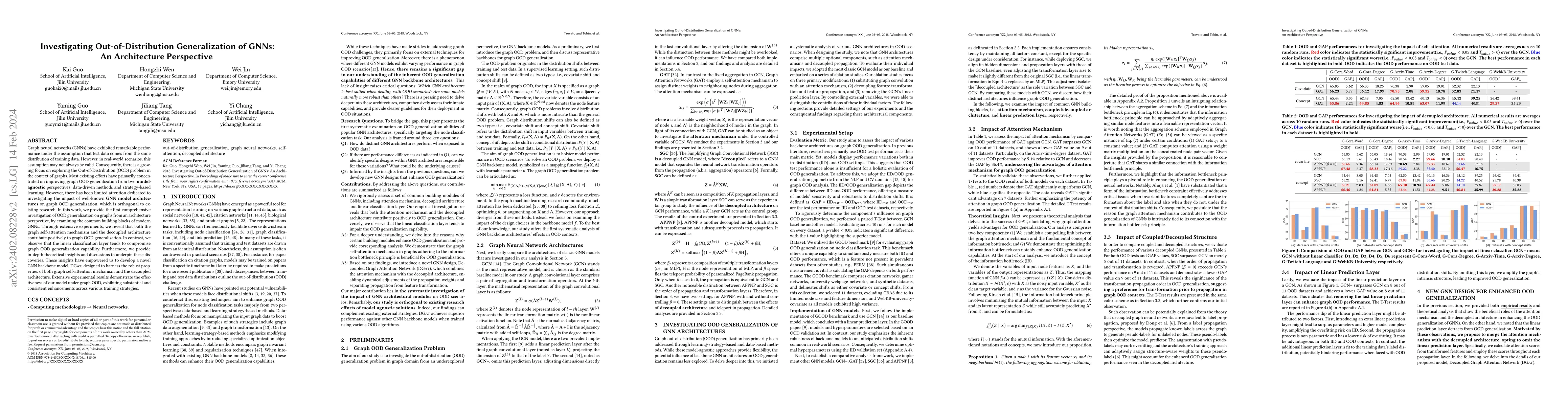 Thumbnail for Investigating Out-of-Distribution Generalization of GNNs: An
  Architecture Perspective