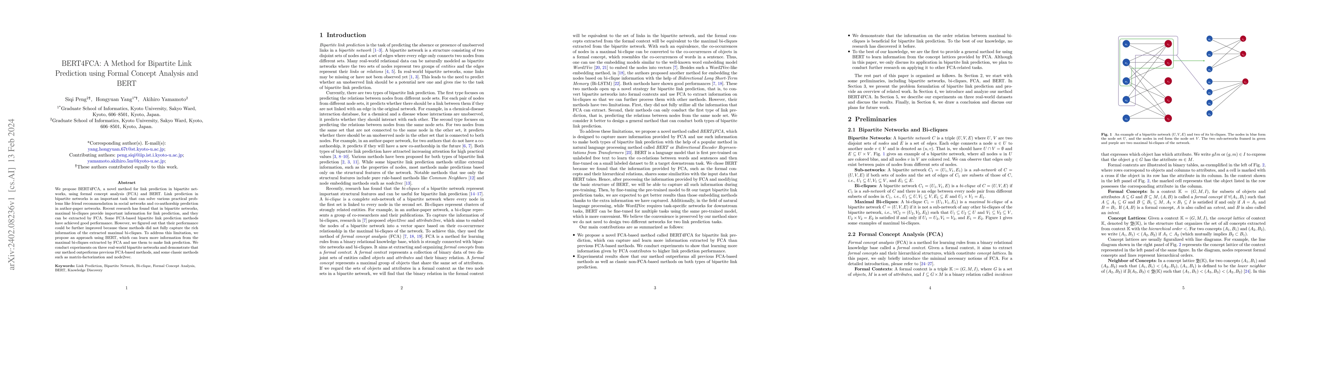 Thumbnail for BERT4FCA: A Method for Bipartite Link Prediction using Formal Concept
  Analysis and BERT