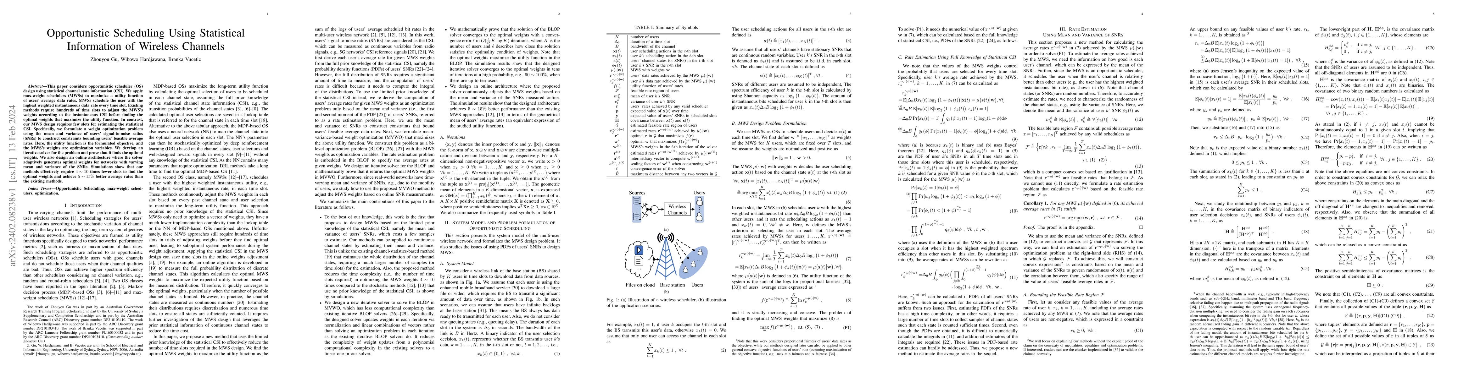 Thumbnail for Opportunistic Scheduling Using Statistical Information of Wireless
  Channels