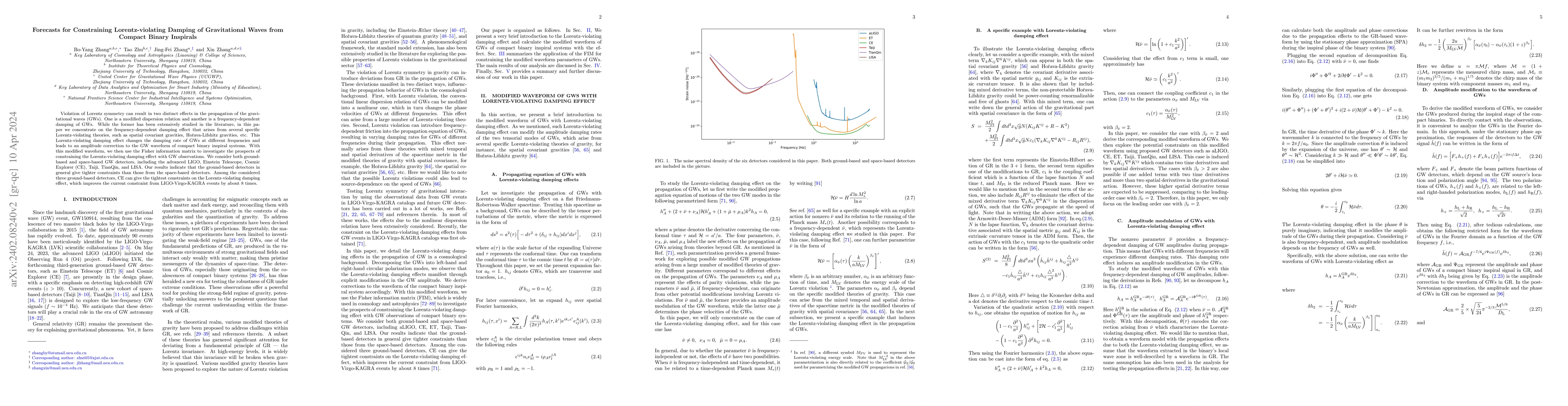 Thumbnail for Forecasts for Constraining Lorentz-violating Damping of Gravitational
  Waves from Compact Binary Inspirals