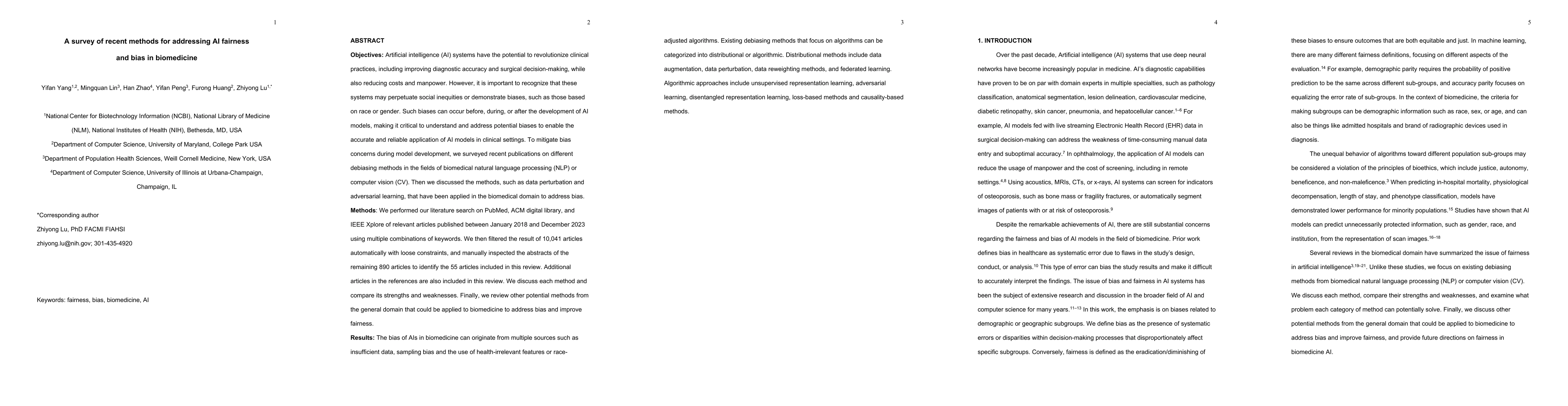 Thumbnail for A survey of recent methods for addressing AI fairness and bias in
  biomedicine