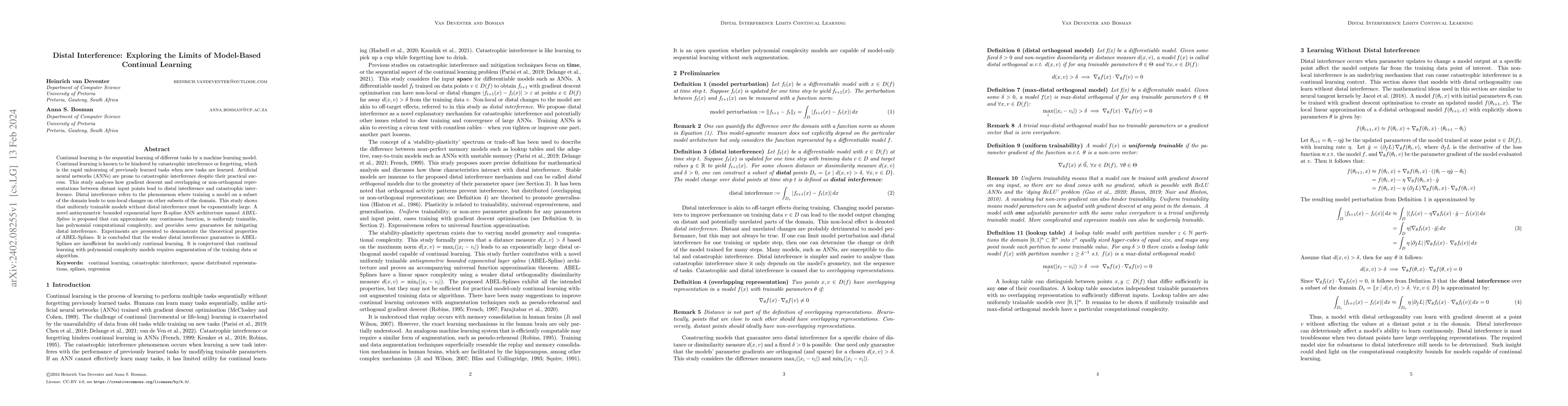 Thumbnail for Distal Interference: Exploring the Limits of Model-Based Continual
  Learning
