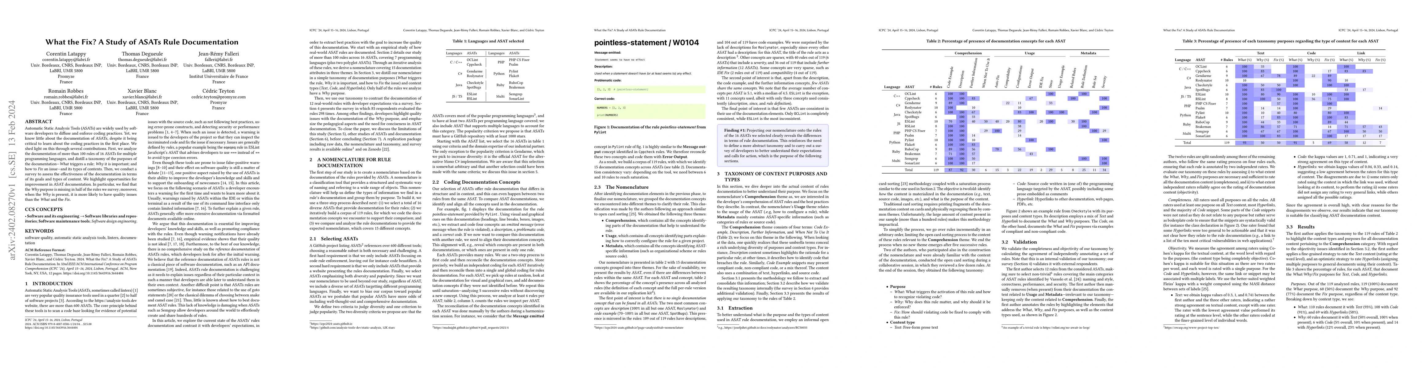 Thumbnail for What the Fix? A Study of ASATs Rule Documentation