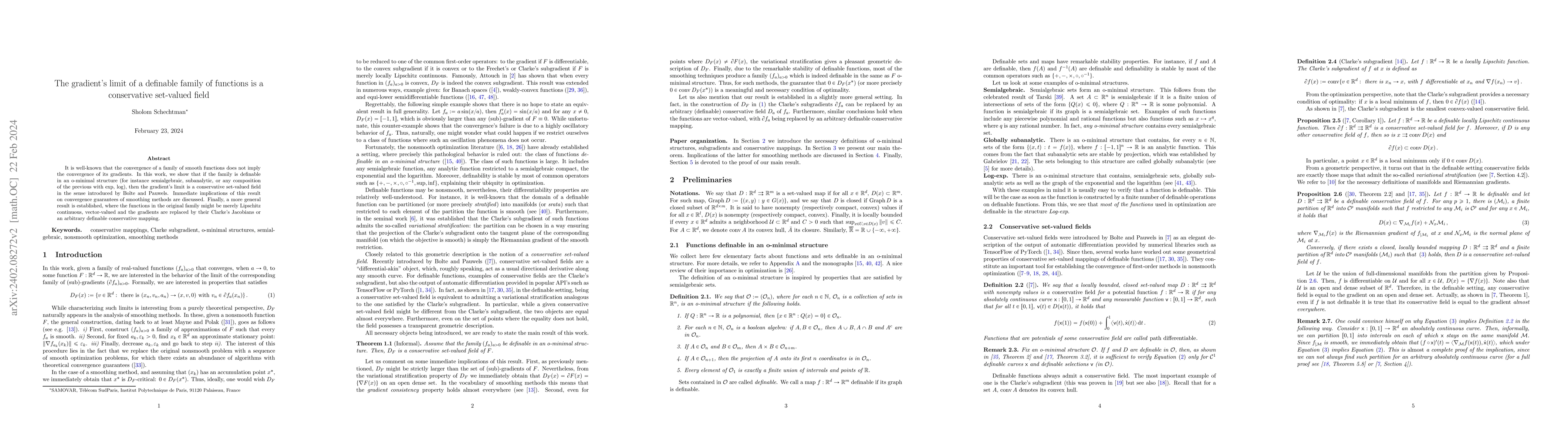 Thumbnail for The gradient's limit of a definable family of functions is a
  conservative set-valued field