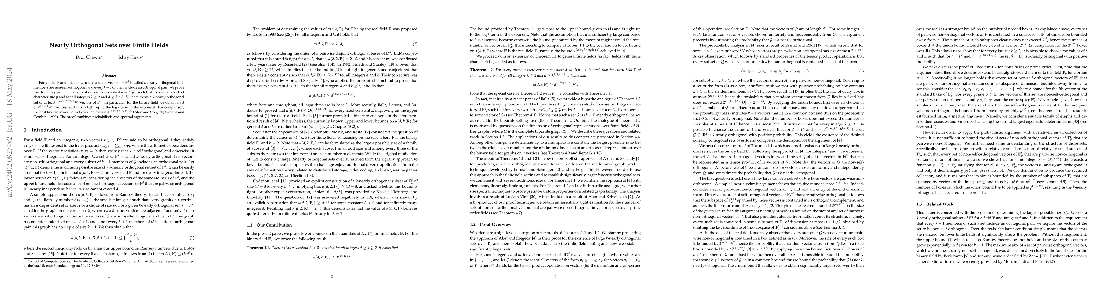 Thumbnail for Nearly Orthogonal Sets over Finite Fields