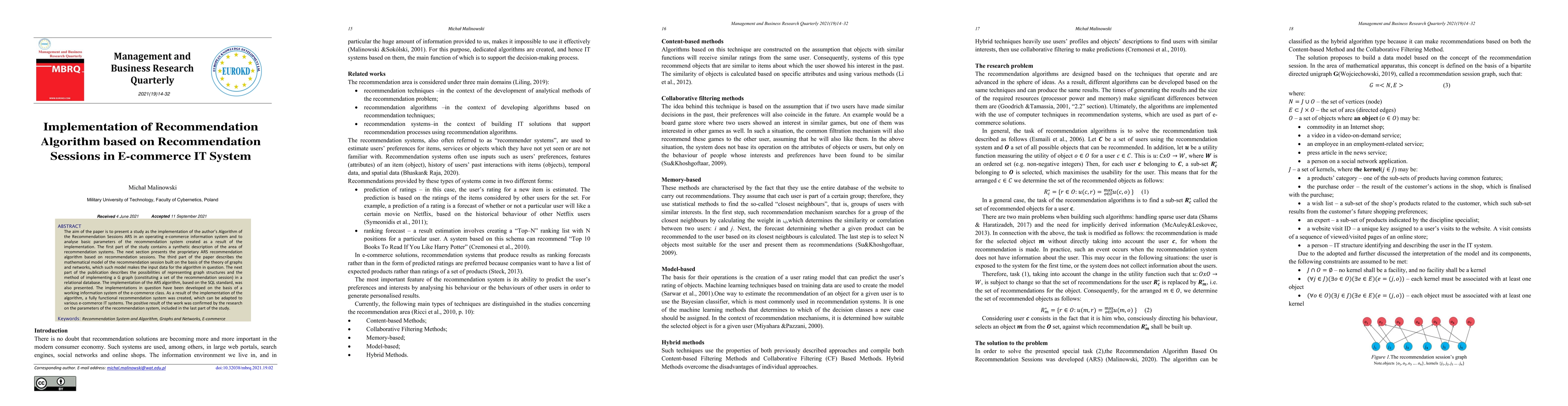 Thumbnail for Implementation of Recommendation Algorithm based on Recommendation
  Sessions in E-commerce IT System