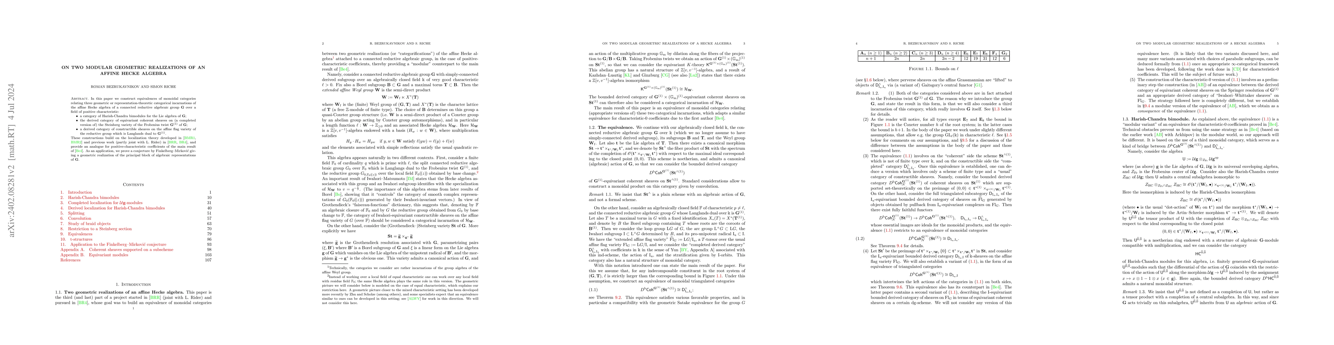 Thumbnail for On two modular geometric realizations of an affine Hecke algebra