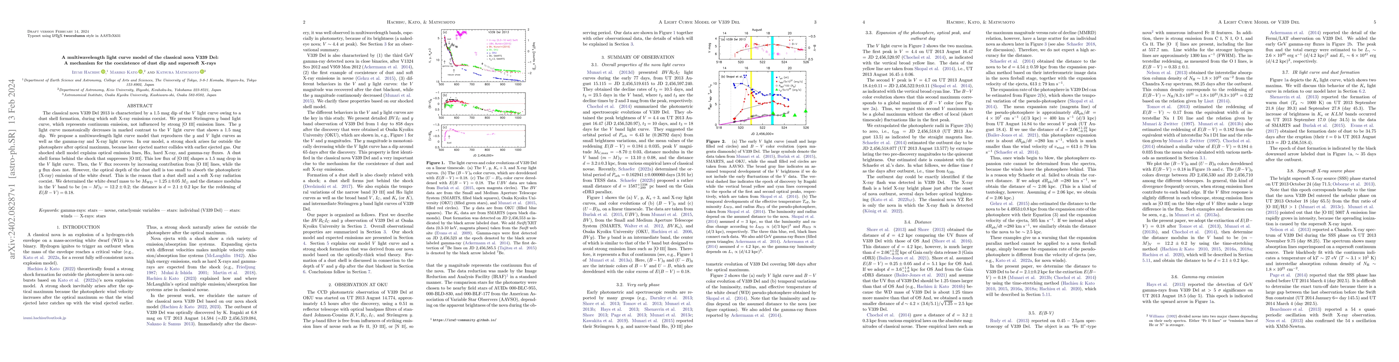 Thumbnail for A multiwavelength light curve model of the classical nova V339 Del: A
  mechanism for the coexistence of dust dip and supersoft X-rays