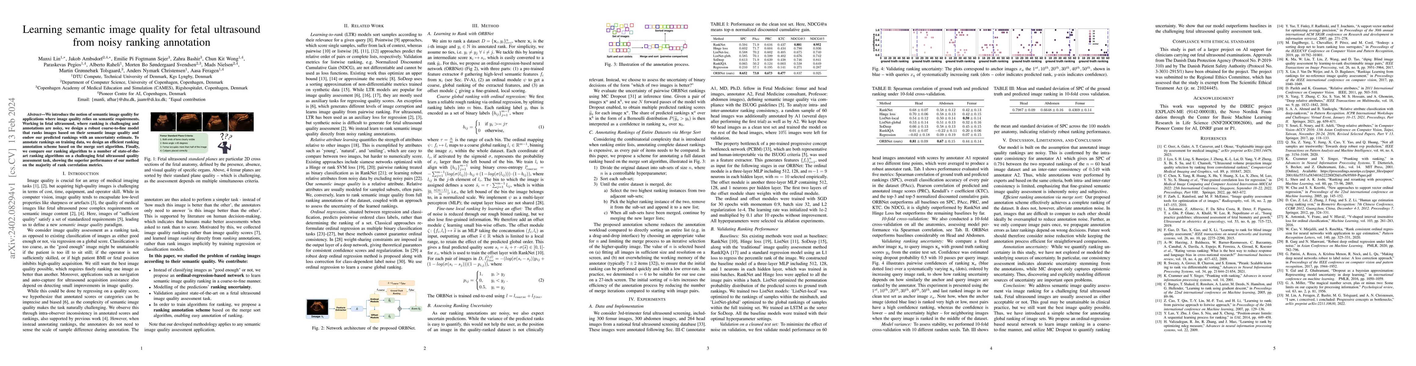 Thumbnail for Learning semantic image quality for fetal ultrasound from noisy ranking
  annotation