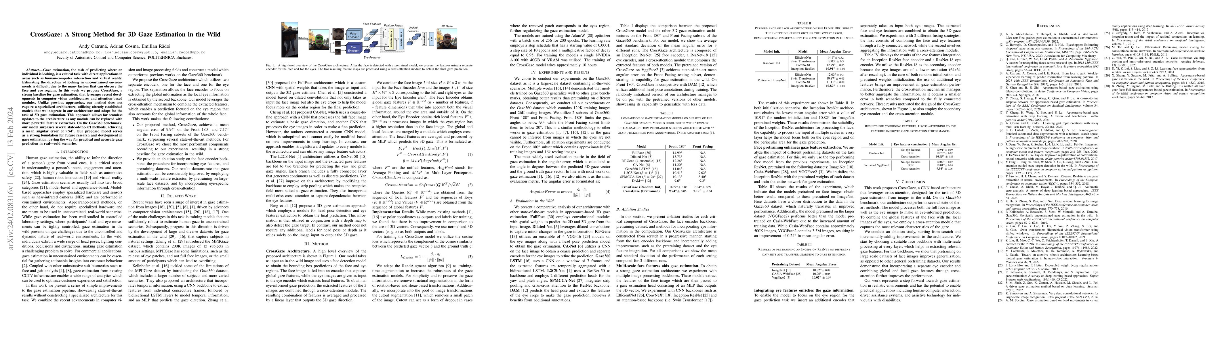 Thumbnail for CrossGaze: A Strong Method for 3D Gaze Estimation in the Wild