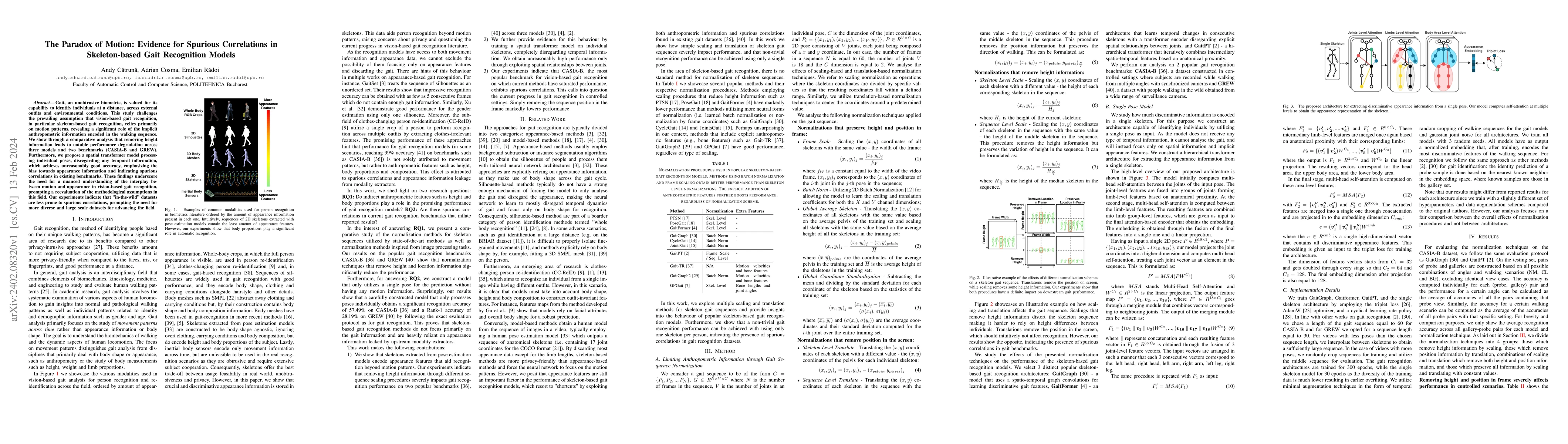 Thumbnail for The Paradox of Motion: Evidence for Spurious Correlations in
  Skeleton-based Gait Recognition Models