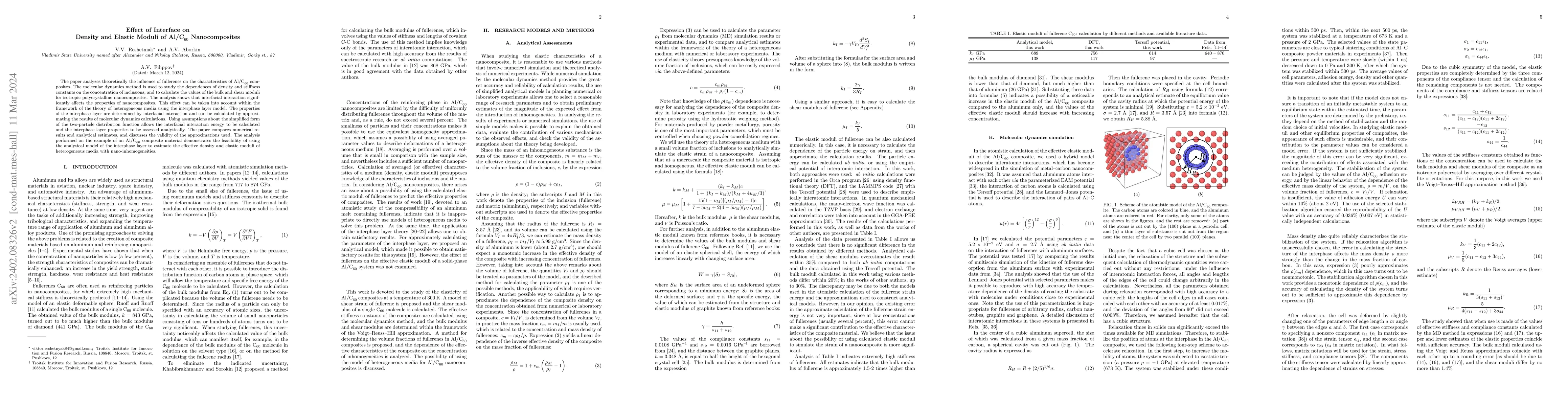 Thumbnail for Effect of Interface on Density and Elastic Moduli of
  $\textbf{Al/C}_{60}$ Nanocomposites