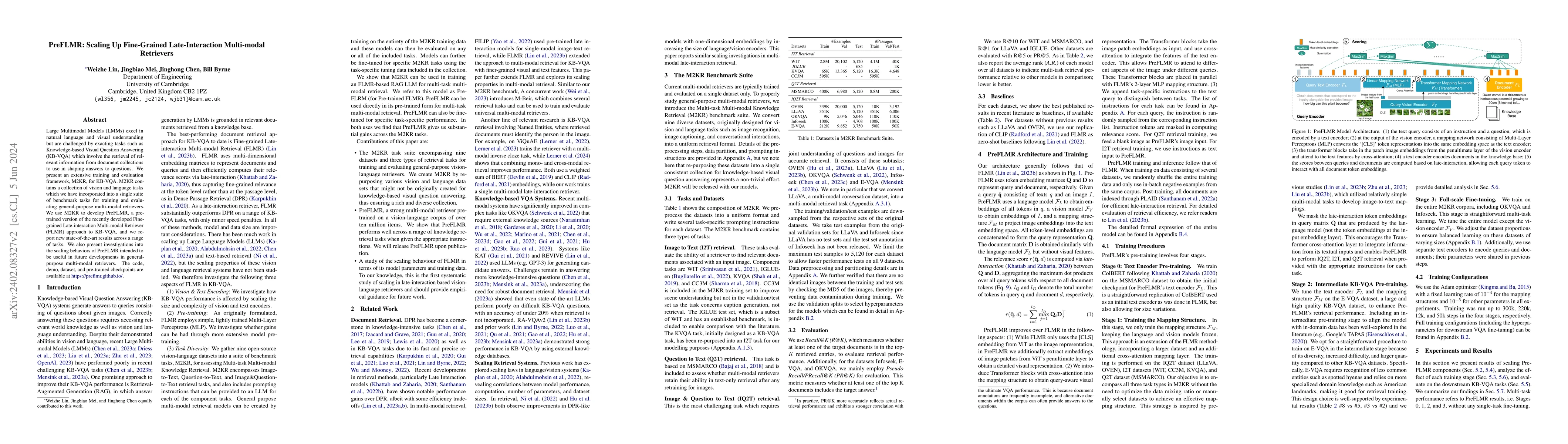 Thumbnail for PreFLMR: Scaling Up Fine-Grained Late-Interaction Multi-modal Retrievers