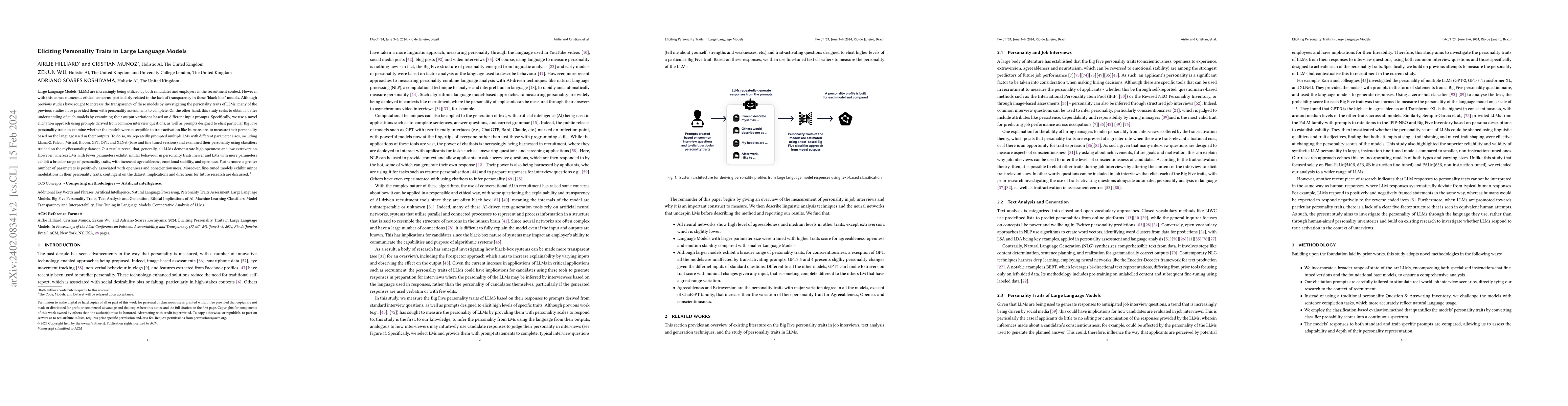 Thumbnail for Eliciting Personality Traits in Large Language Models