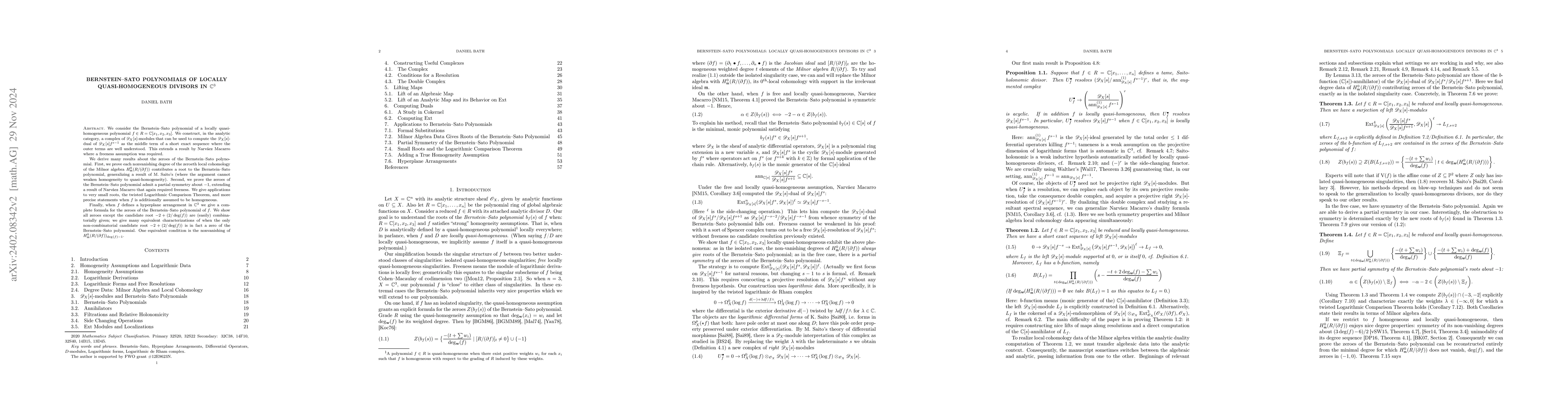 Thumbnail for Bernstein--Sato Polynomials for Positively Weighted Homogeneous Locally
  Everywhere Divisors, Hyperplane Arrangements, in $\mathbb{C}^{3}$