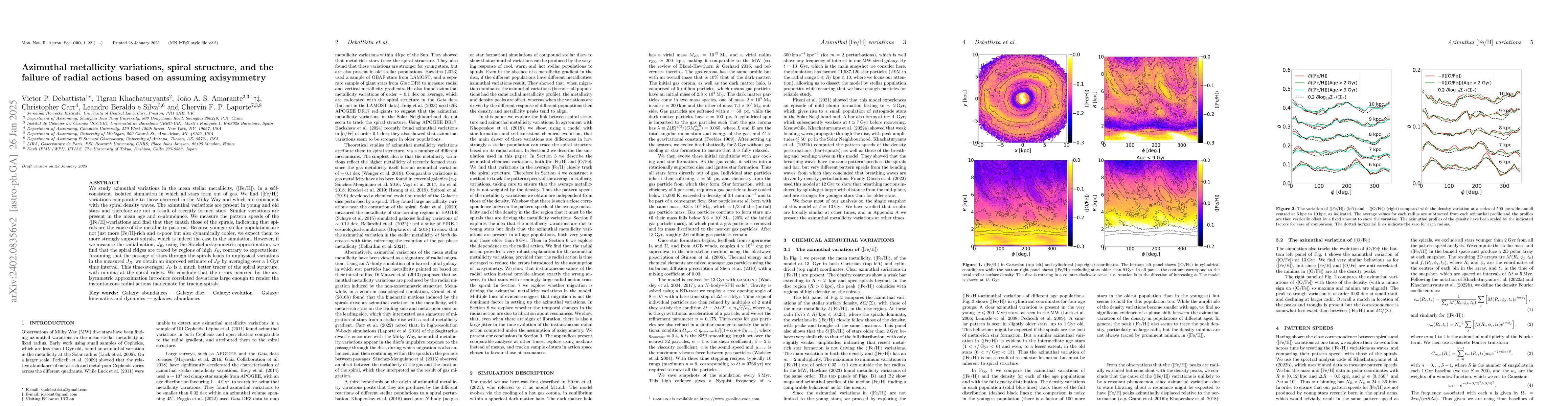 Thumbnail for Azimuthal metallicity variations, spiral structure, and the failure of
  radial actions based on assuming axisymmetry