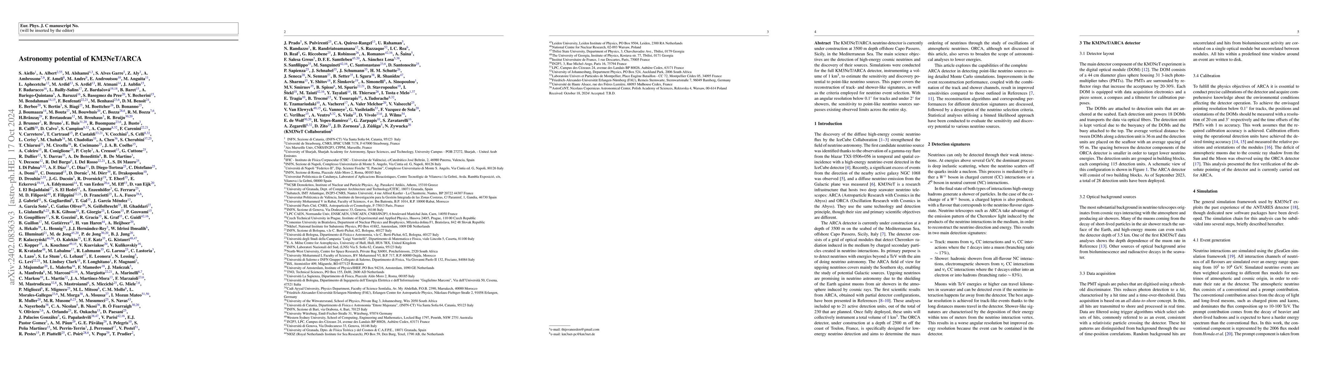 Thumbnail for Astronomy potential of KM3NeT/ARCA