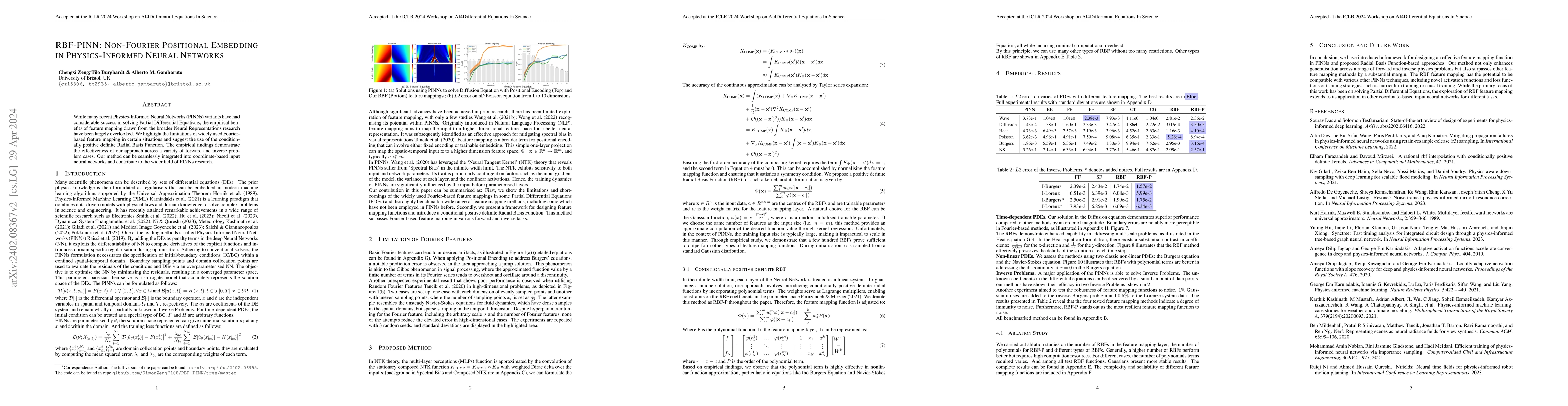 Thumbnail for RBF-PINN: Non-Fourier Positional Embedding in Physics-Informed Neural
  Networks