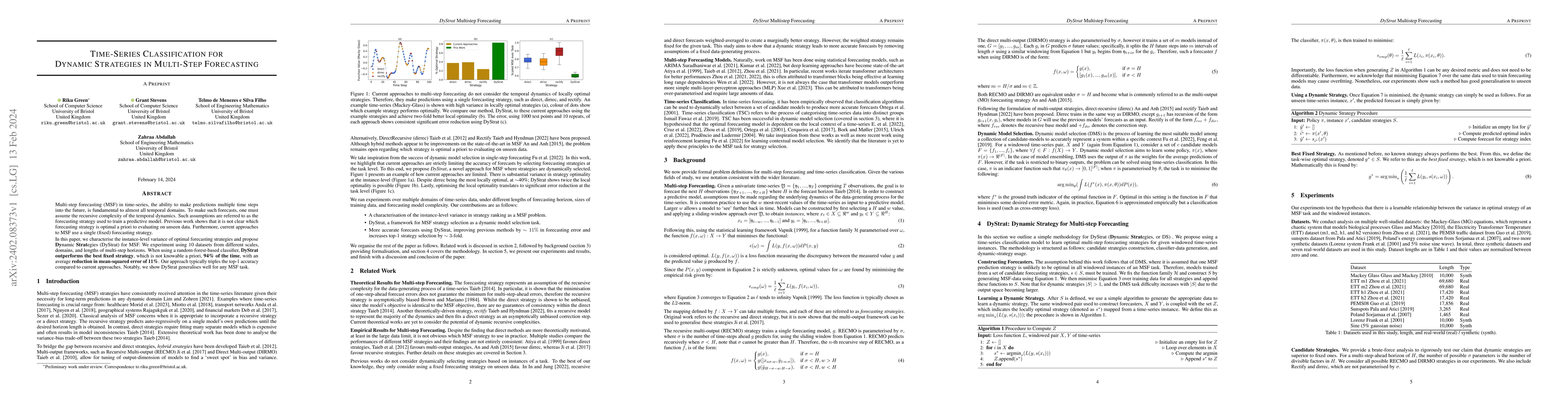 Thumbnail for Time-Series Classification for Dynamic Strategies in Multi-Step
  Forecasting