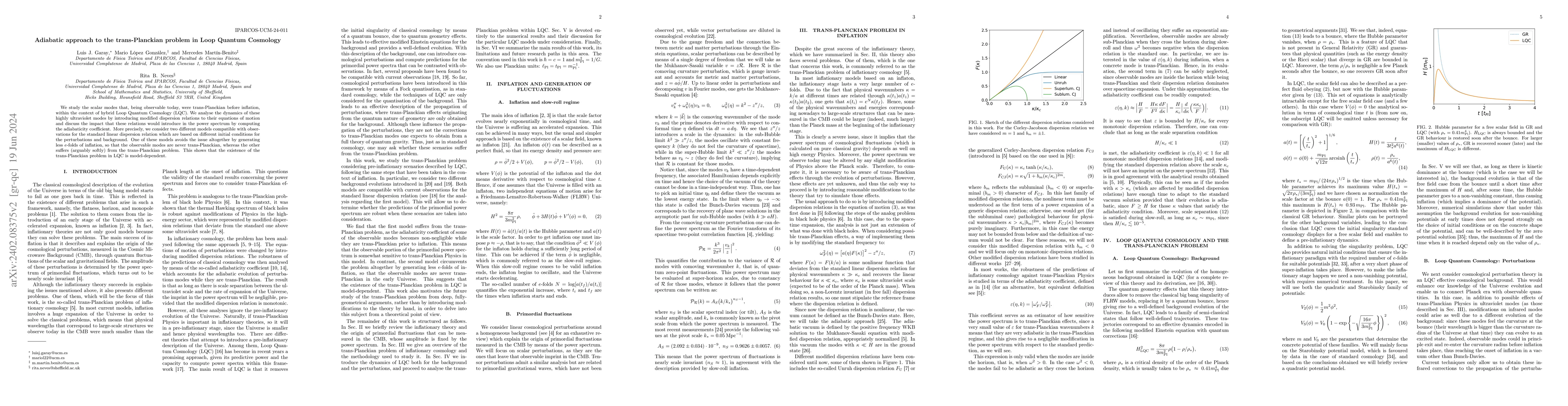 Thumbnail for Adiabatic approach to the trans-Planckian problem in Loop Quantum
  Cosmology