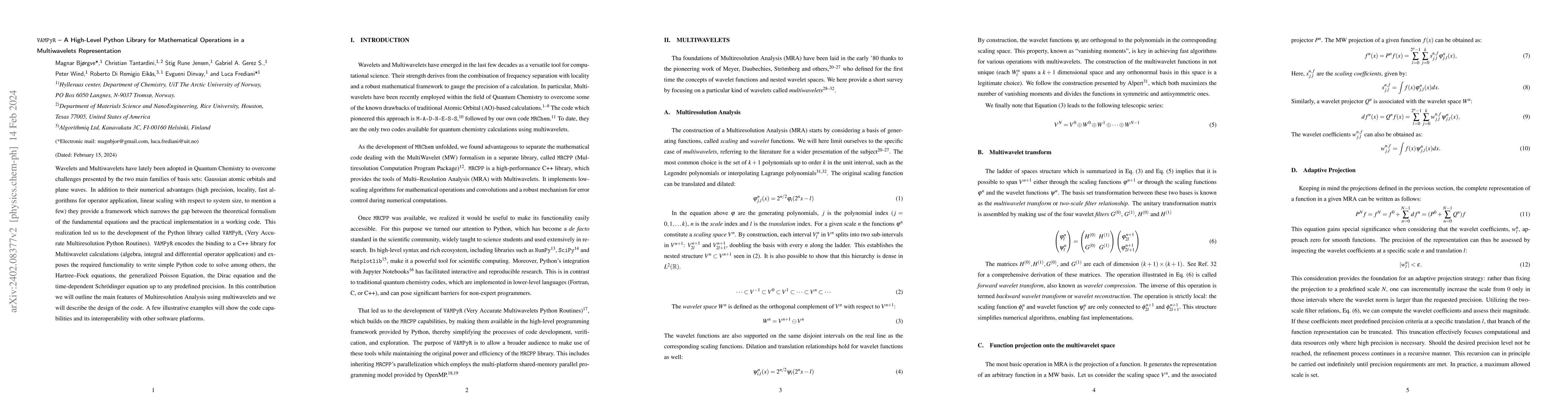 Thumbnail for VAMPyR -- A High-Level Python Library for Mathematical Operations in a
  Multiwavelets Representation