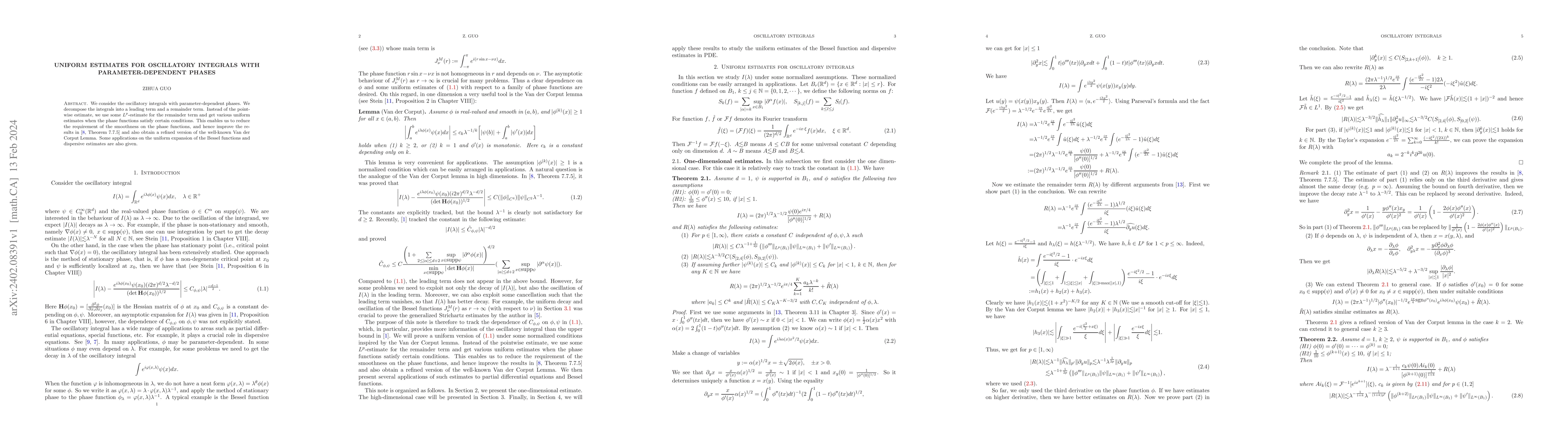 Thumbnail for Uniform estimates for oscillatory integrals with parameter-dependent
  phases