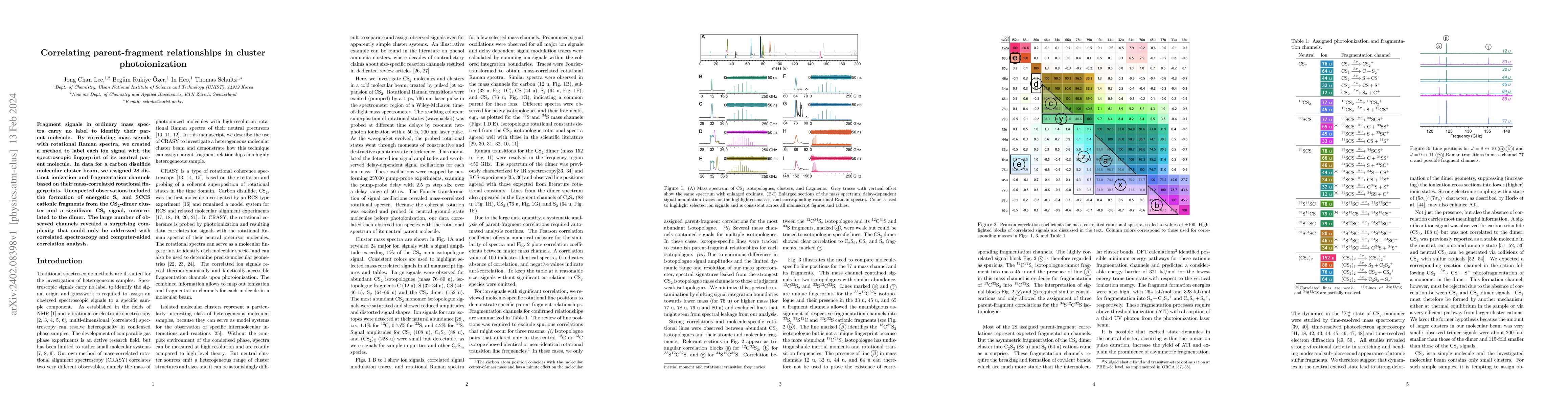 Thumbnail for Correlating parent-fragment relationships in cluster photoionization