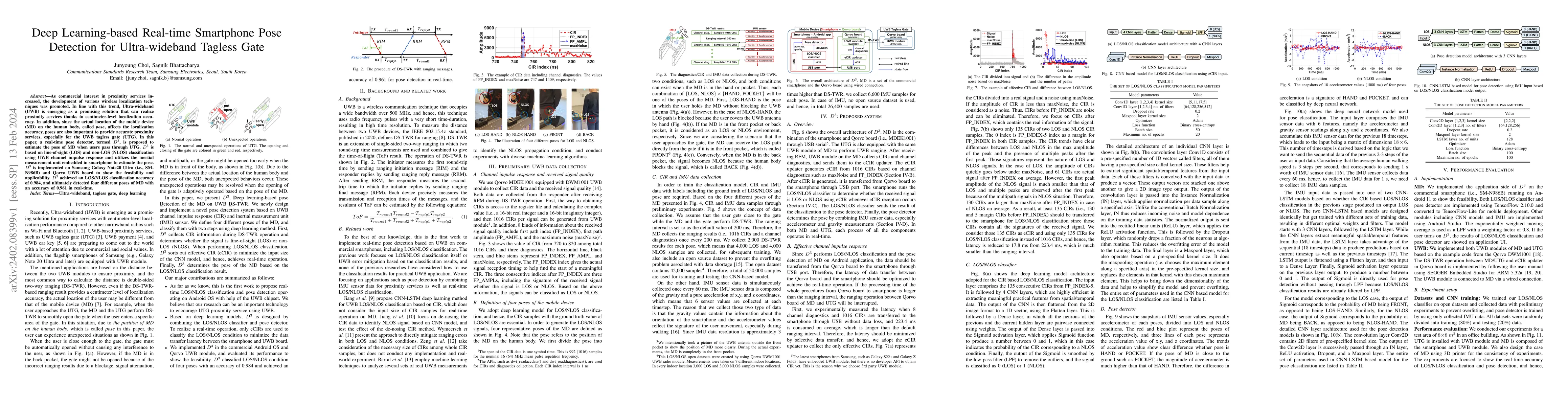 Thumbnail for Deep Learning-based Real-time Smartphone Pose Detection for
  Ultra-wideband Tagless Gate